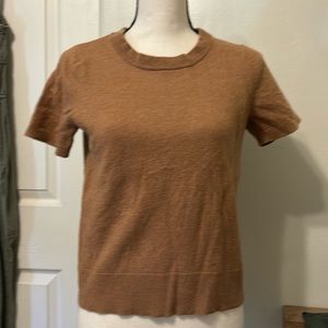 Nicole Miller Merino Wool Women's Short Sleeves Top Back Button Detail Size L